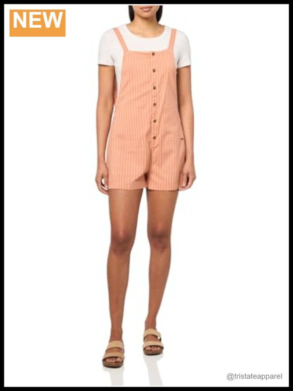 Relaxed Fit Short Overalls Romper Cotton Viscose Peached Twill